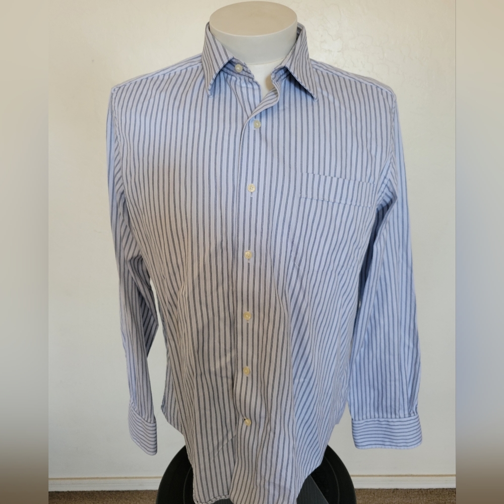 Tommy Bahama Blue Gray Striped Long Sleeve Dress Shirt